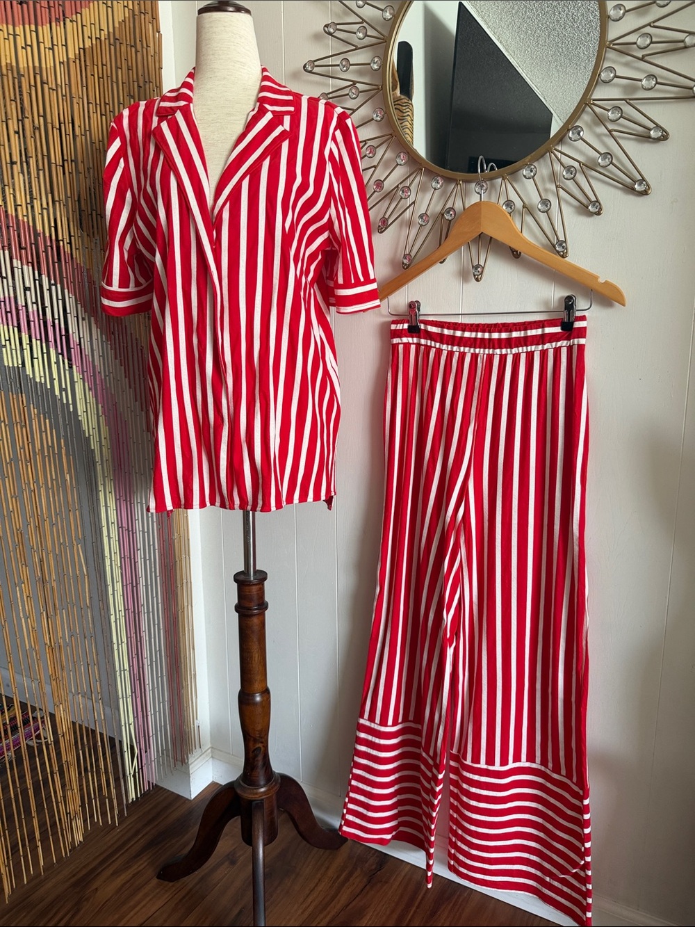 Zara Red & White Striped Pajama Set